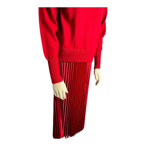 Philosophy Mock Neck Pleated Midi Sweater Dress Red Women's S Christmas Classy - Picture 3 of 8